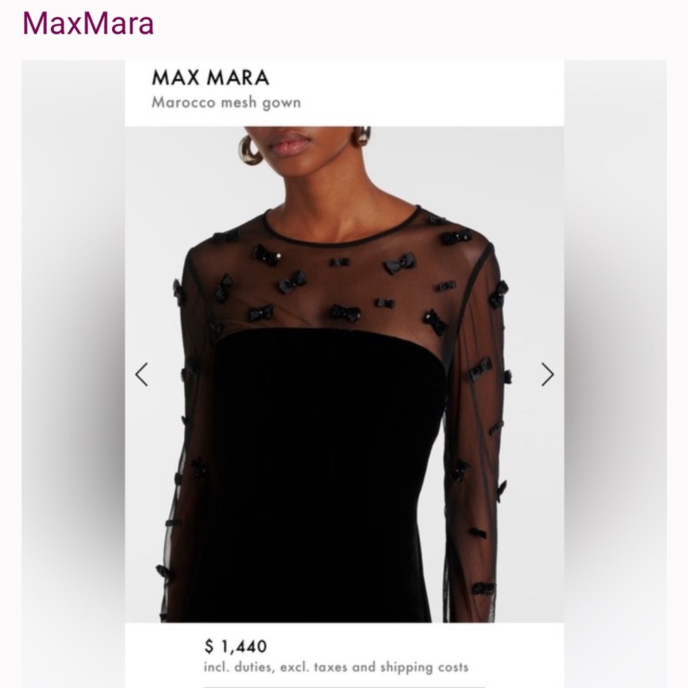 MaxMara Black Sheath Dress with sheer chest and Sleeves. - Picture 2 of 5